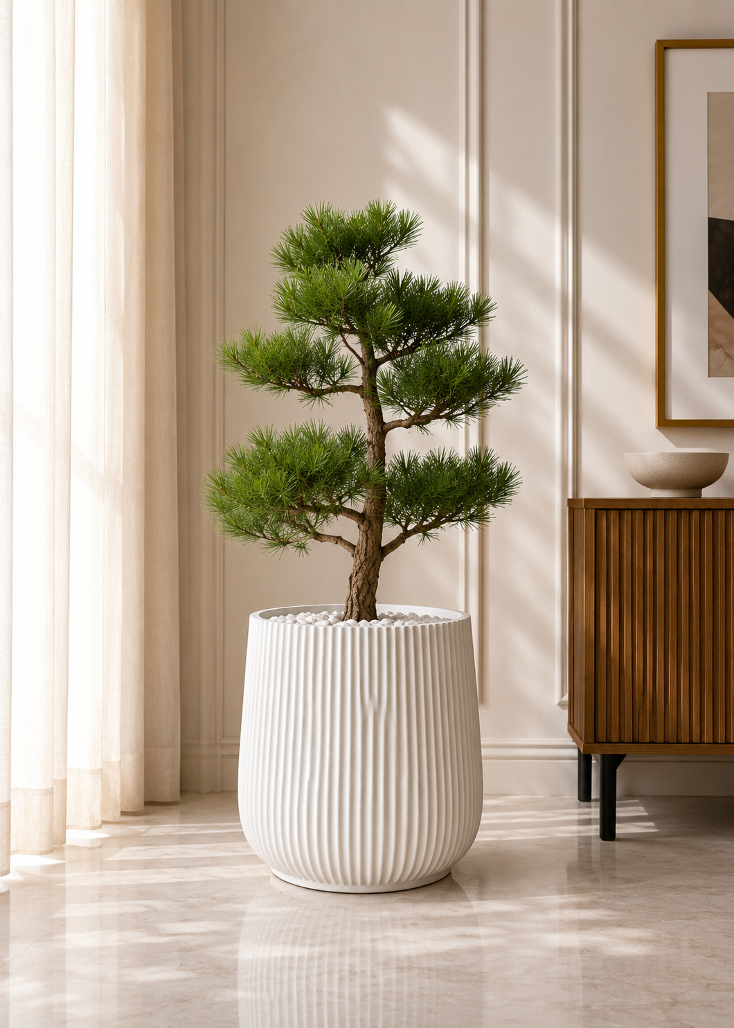 Luna Fluted Planter - White