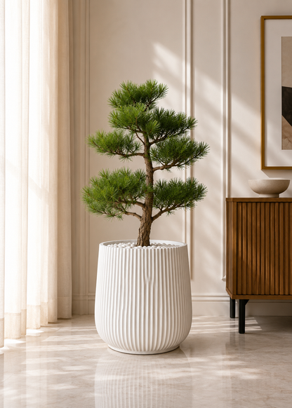 Luna Fluted Planter - White