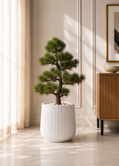 Luna Fluted Planter - White