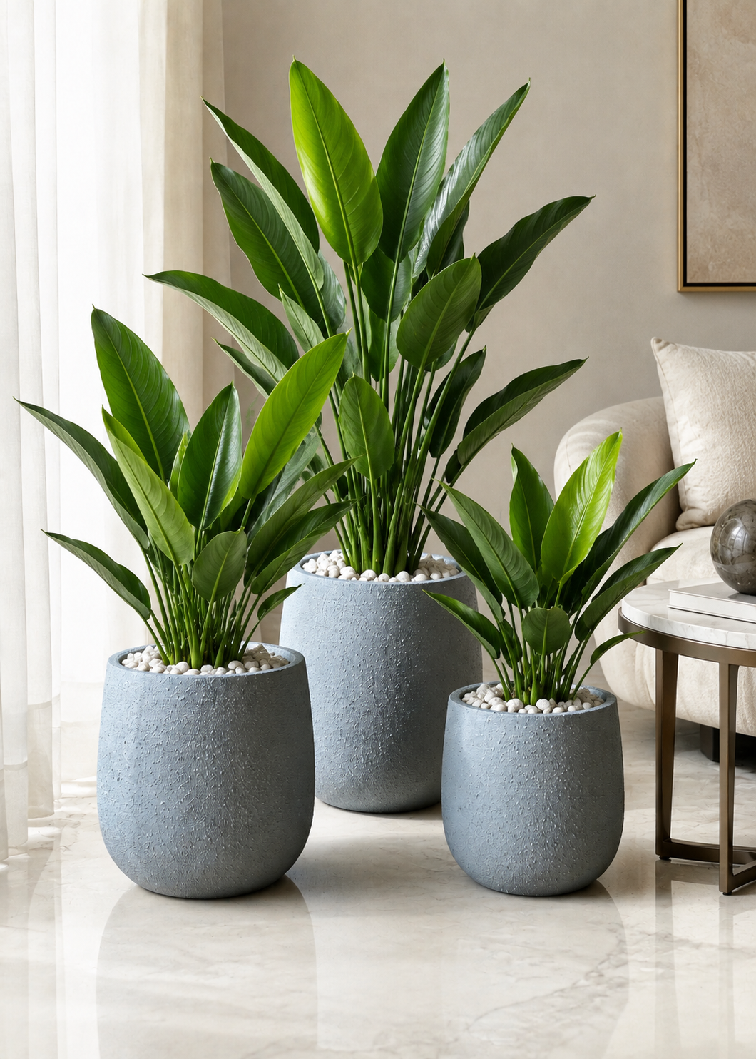 Noa Round Planters - Light Grey