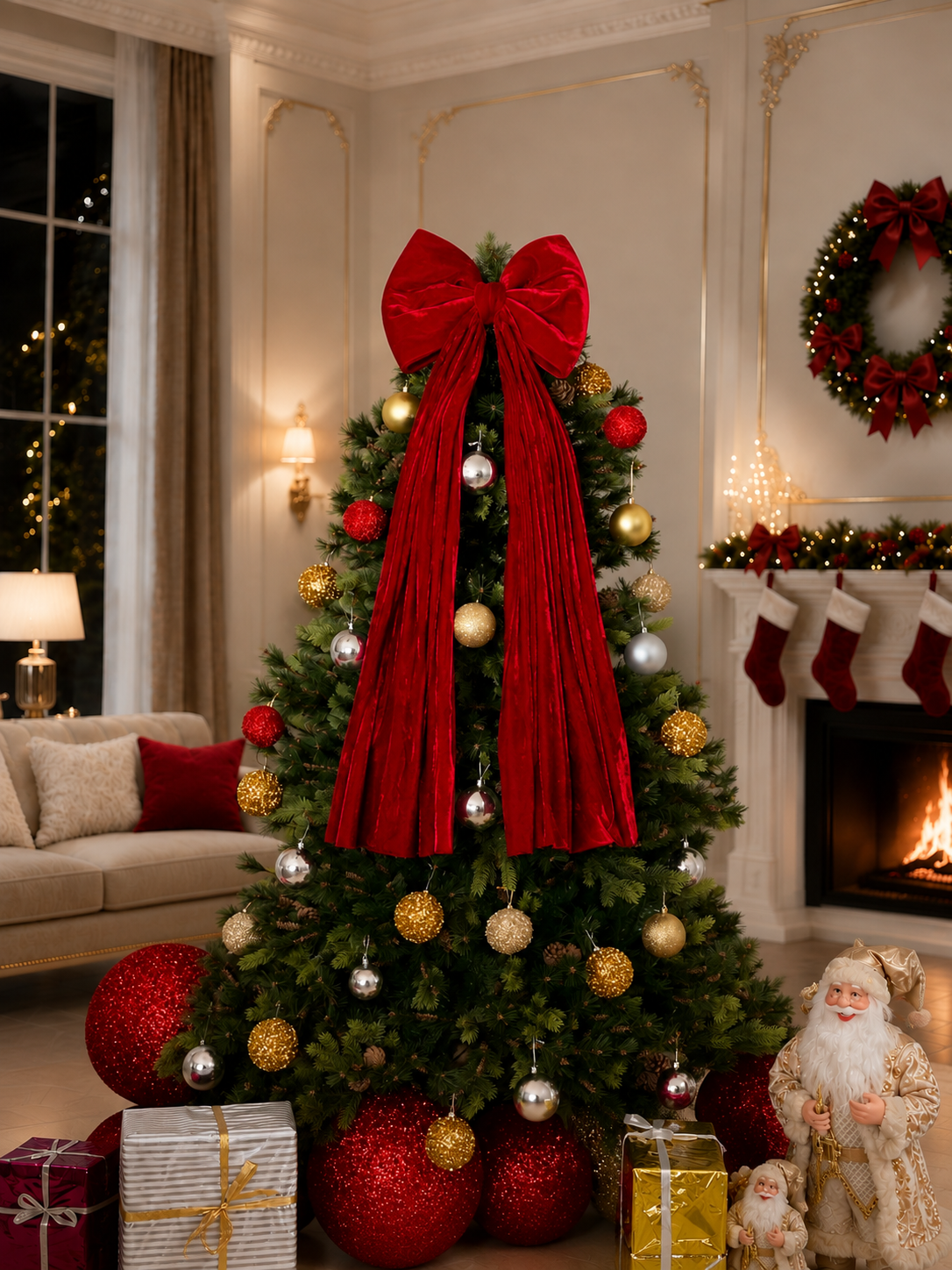 Christmas Red Bow Ornament (Medium)