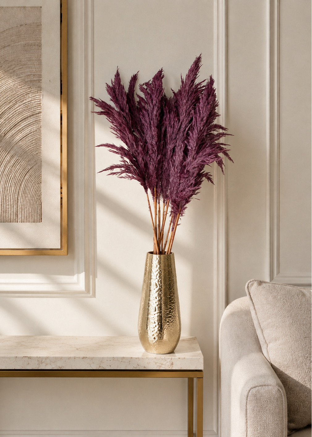 Artificial Feather Pampas Bunch - Burgundy