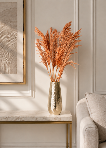 Artificial Feather Pampas Bunch -  Autumn Orange