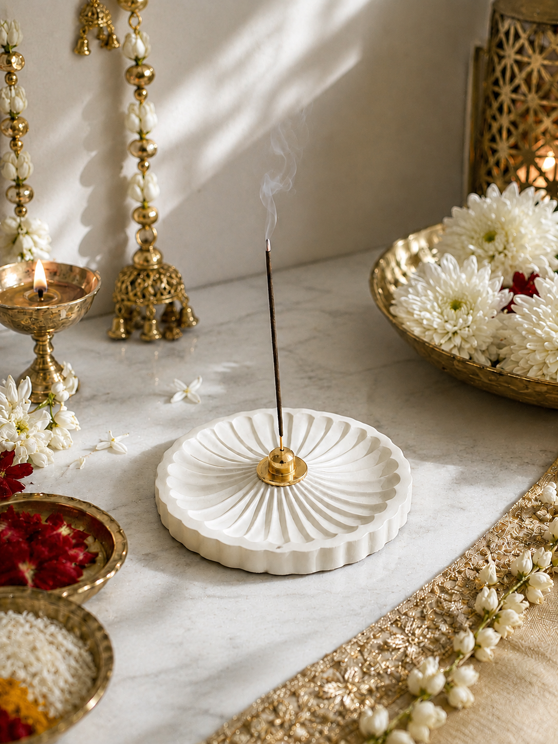 Umber Round Incense Holder - Ivory