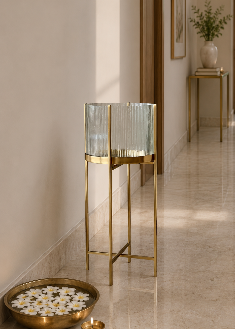 Fluted Glass Bowl Stand - Large
