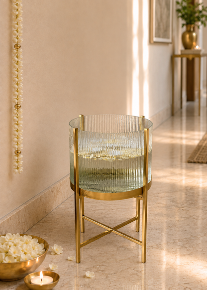 Fluted Glass Bowl Stand - Medium