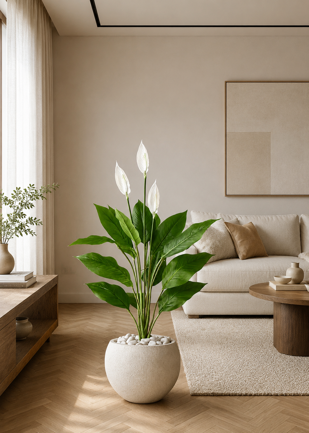Artificial White Peace Lily Plant - 3.4 Feet