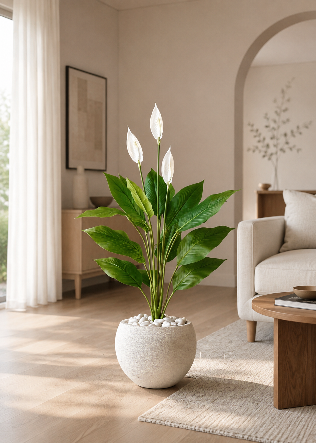 Artificial White Peace Lily Plant - 3.4 Feet