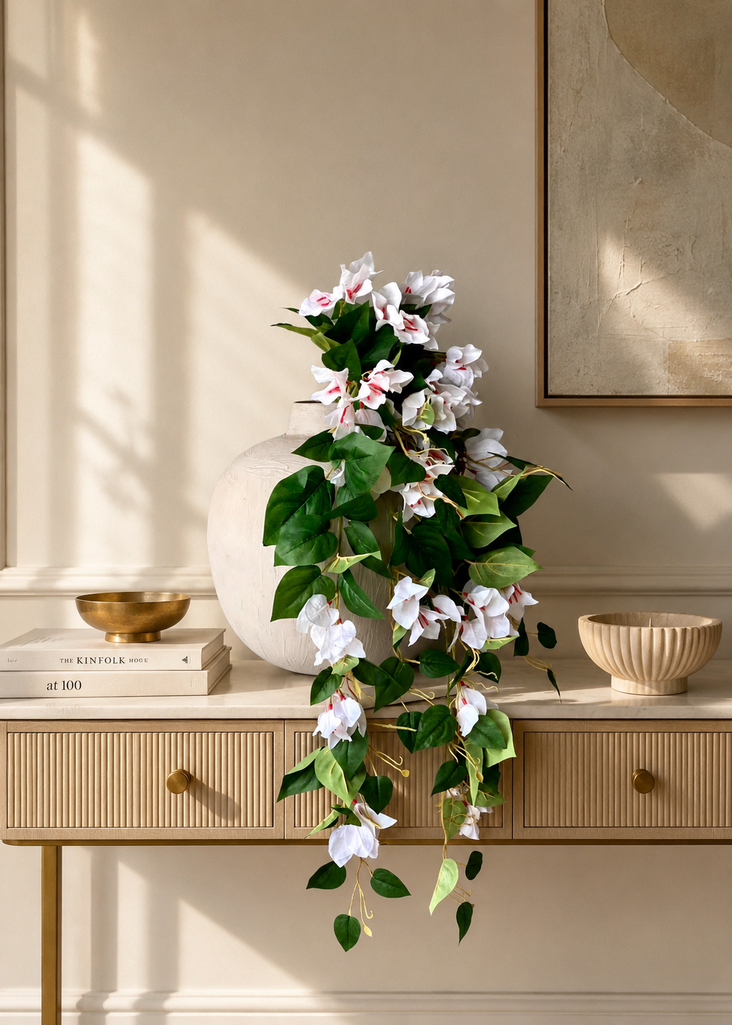 Artificial Hanging Bougainvillea Plant White - 2.5 Feet