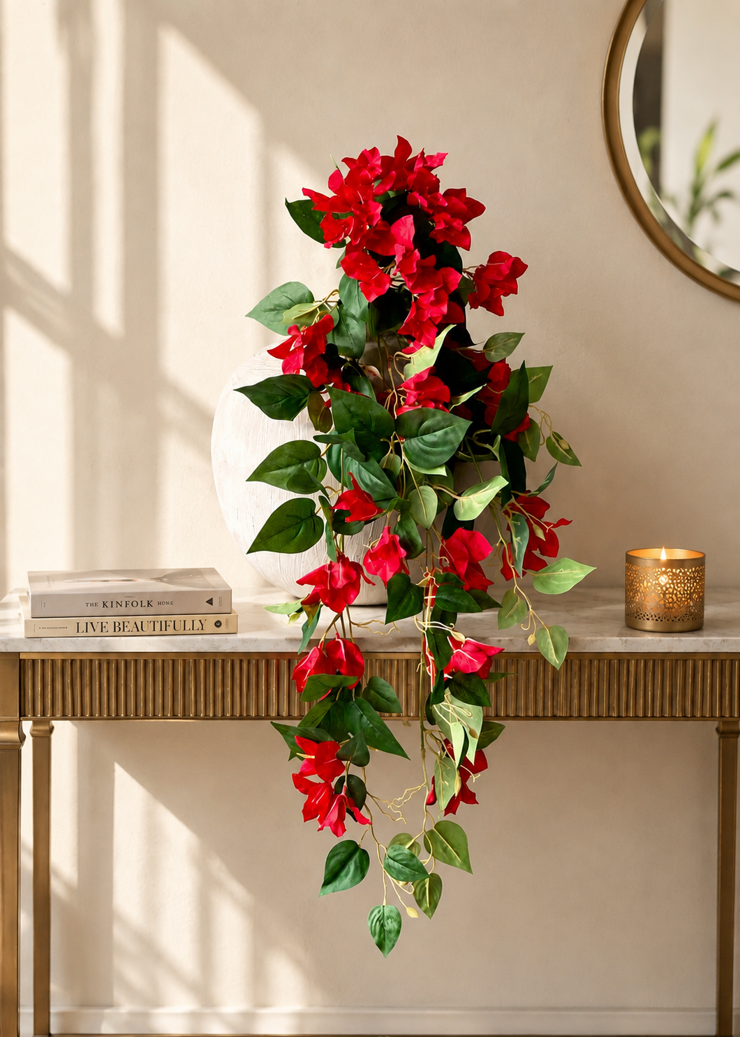 Artificial Hanging Bougainvillea Plant Red - 2.5 Feet