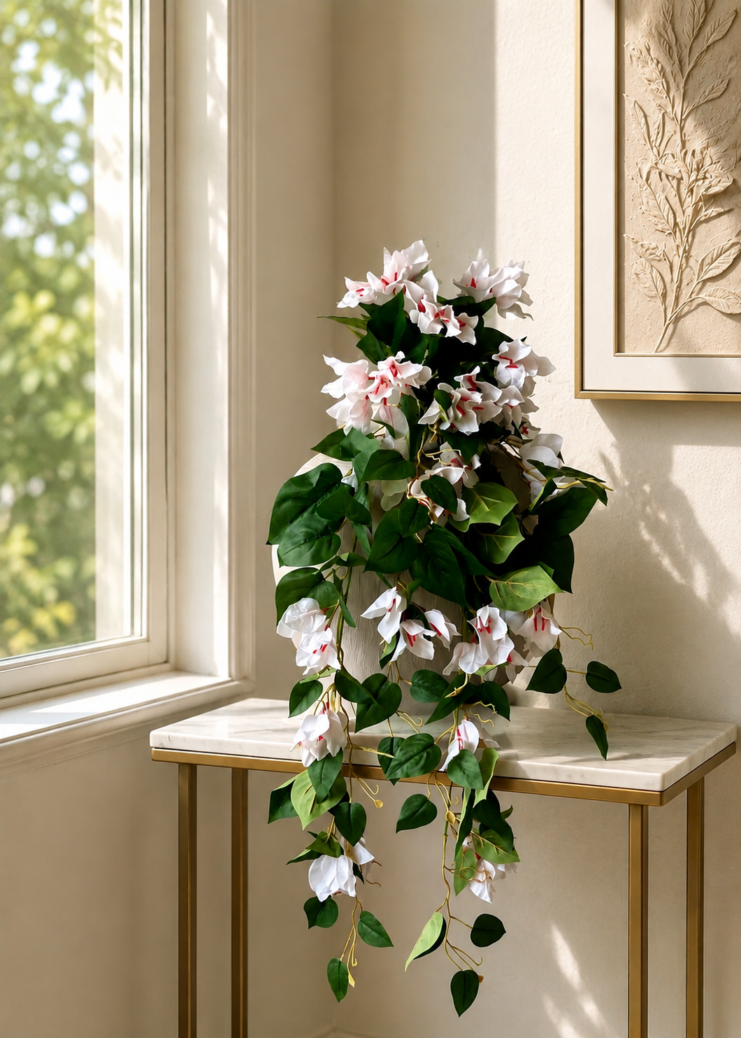 Artificial Hanging Bougainvillea Plant White - 2.5 Feet