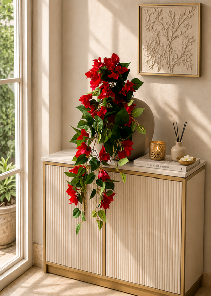 Artificial Hanging Bougainvillea Plant Red - 2.5 Feet