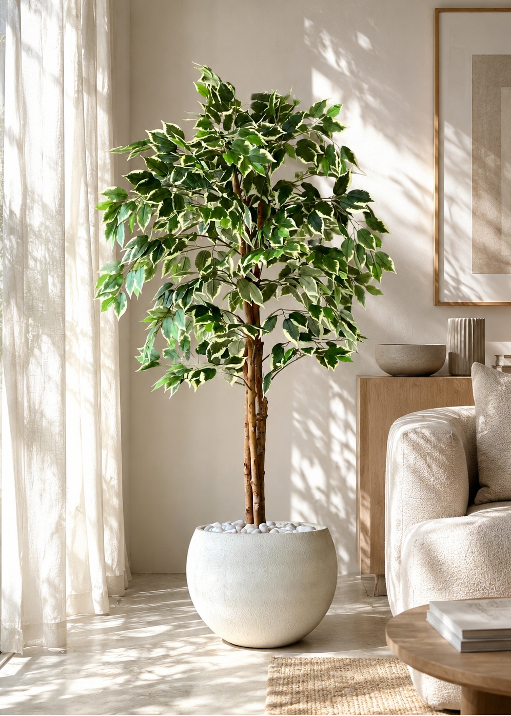 Artificial Variegated Dried Ficus Plant - 5 Feet