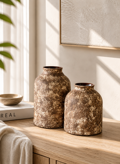 Fossil Vases - Aged Brown