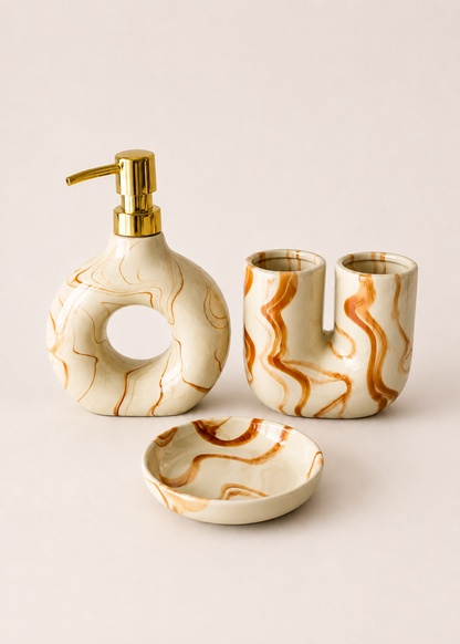 Swirl Bathroom Set – Caramel (Set of 3)