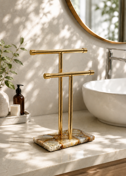 Regal Agate Hand Towel Stand - Beige / Brown