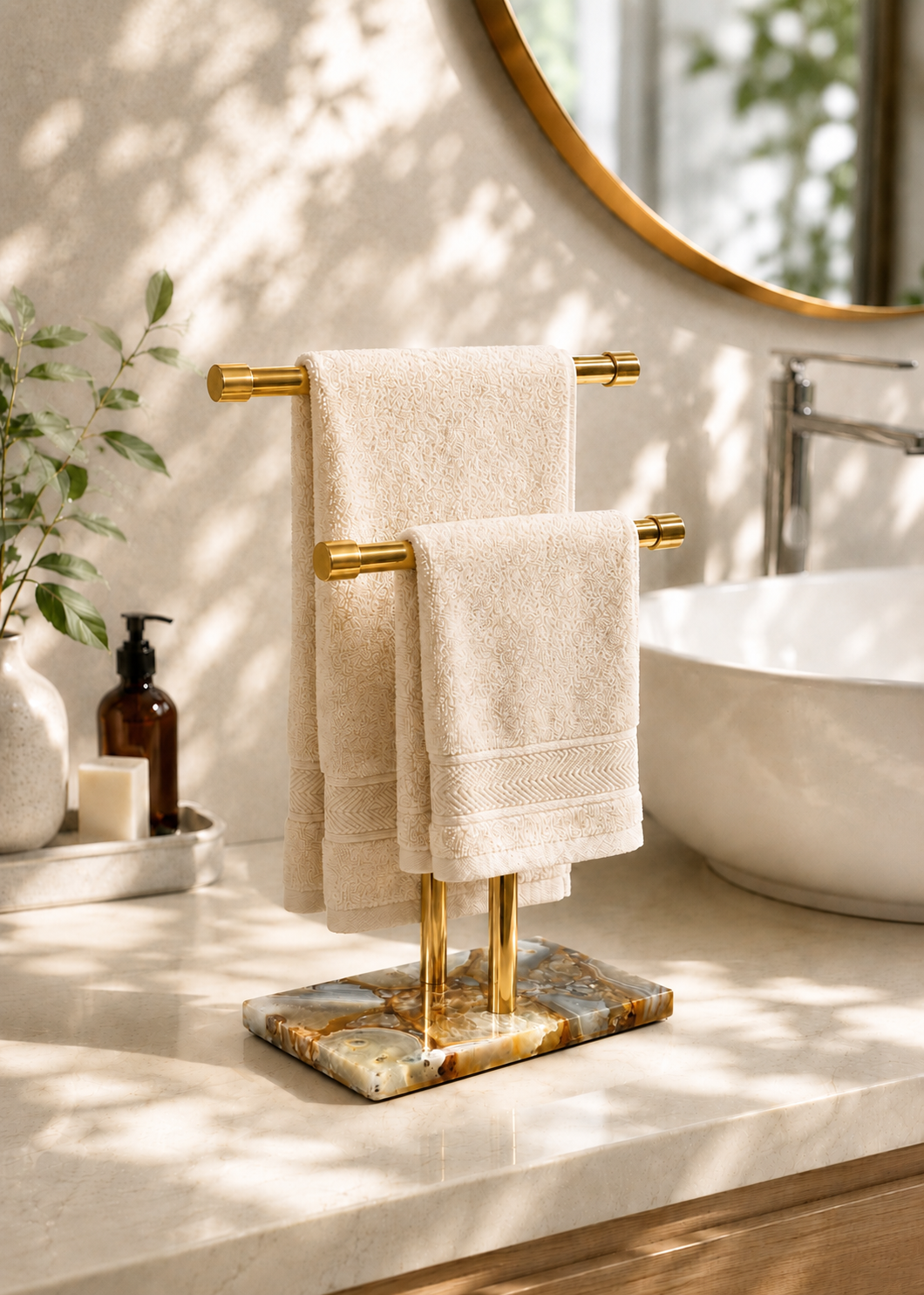 Regal Agate Hand Towel Stand - Beige / Brown