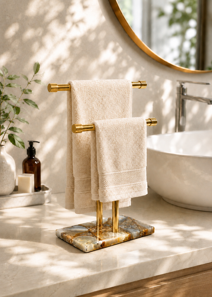 Regal Agate Hand Towel Stand - Beige / Brown
