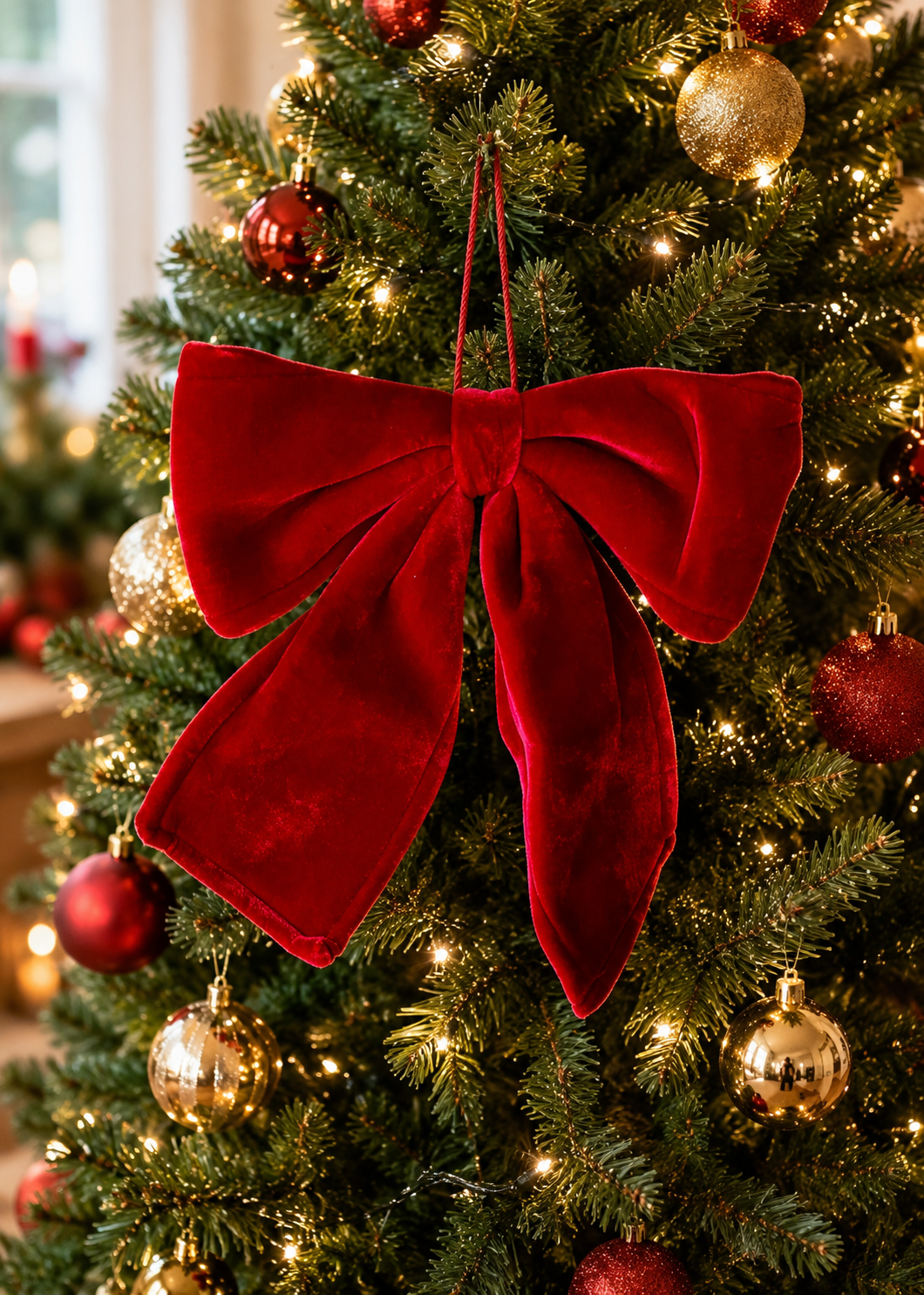 Ruby Christmas Bow Ornament -1.5 Feet