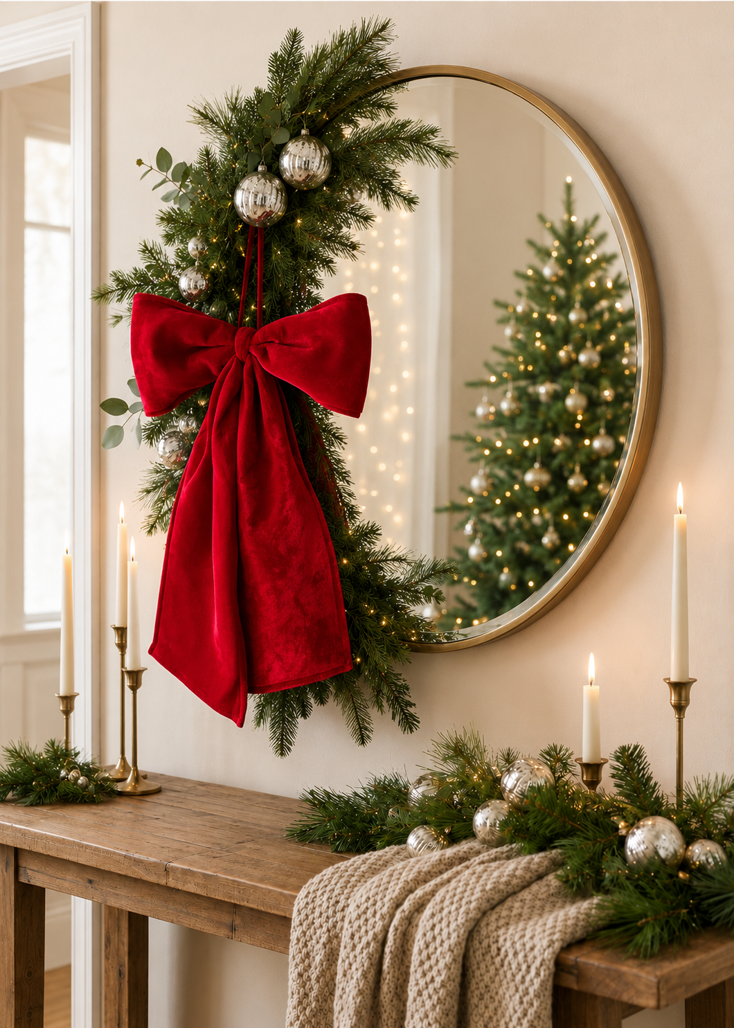 Ruby Christmas Bow Ornament - 3.5 Feet