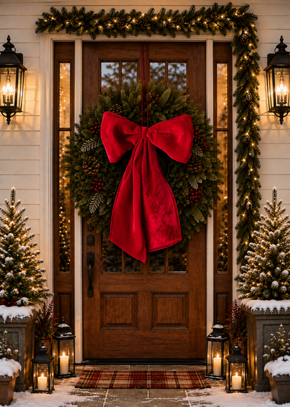 Ruby Christmas Bow Ornament - 3.5 Feet