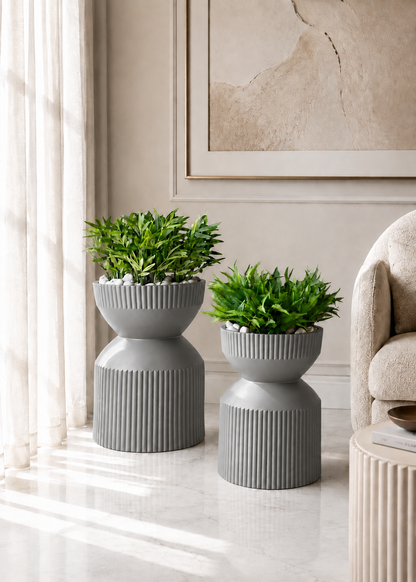 Willow Reversible Planters - Light Grey