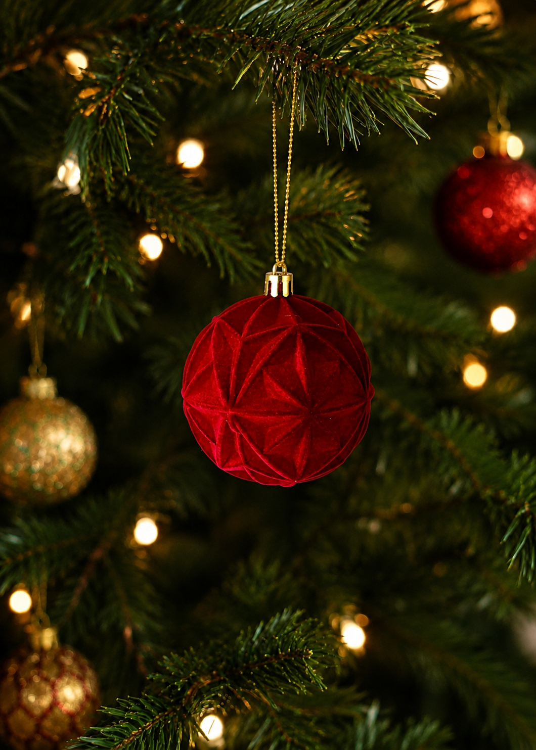 Ruby Velvet Christmas Ornament - (Set of 3)
