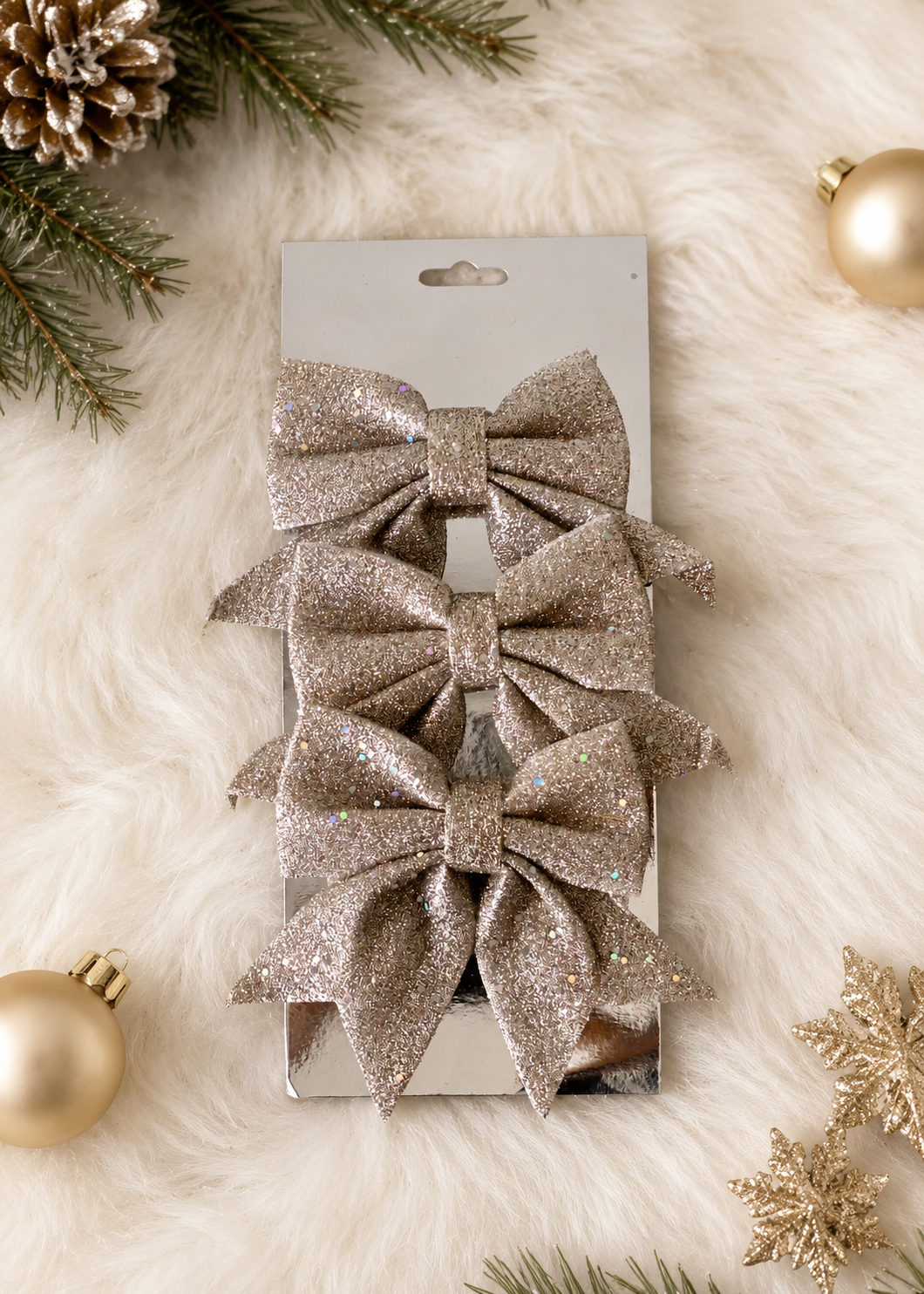 Luxe Glitter Bow Set - (Set of 3)