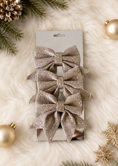 Luxe Glitter Bow Set - (Set of 3)