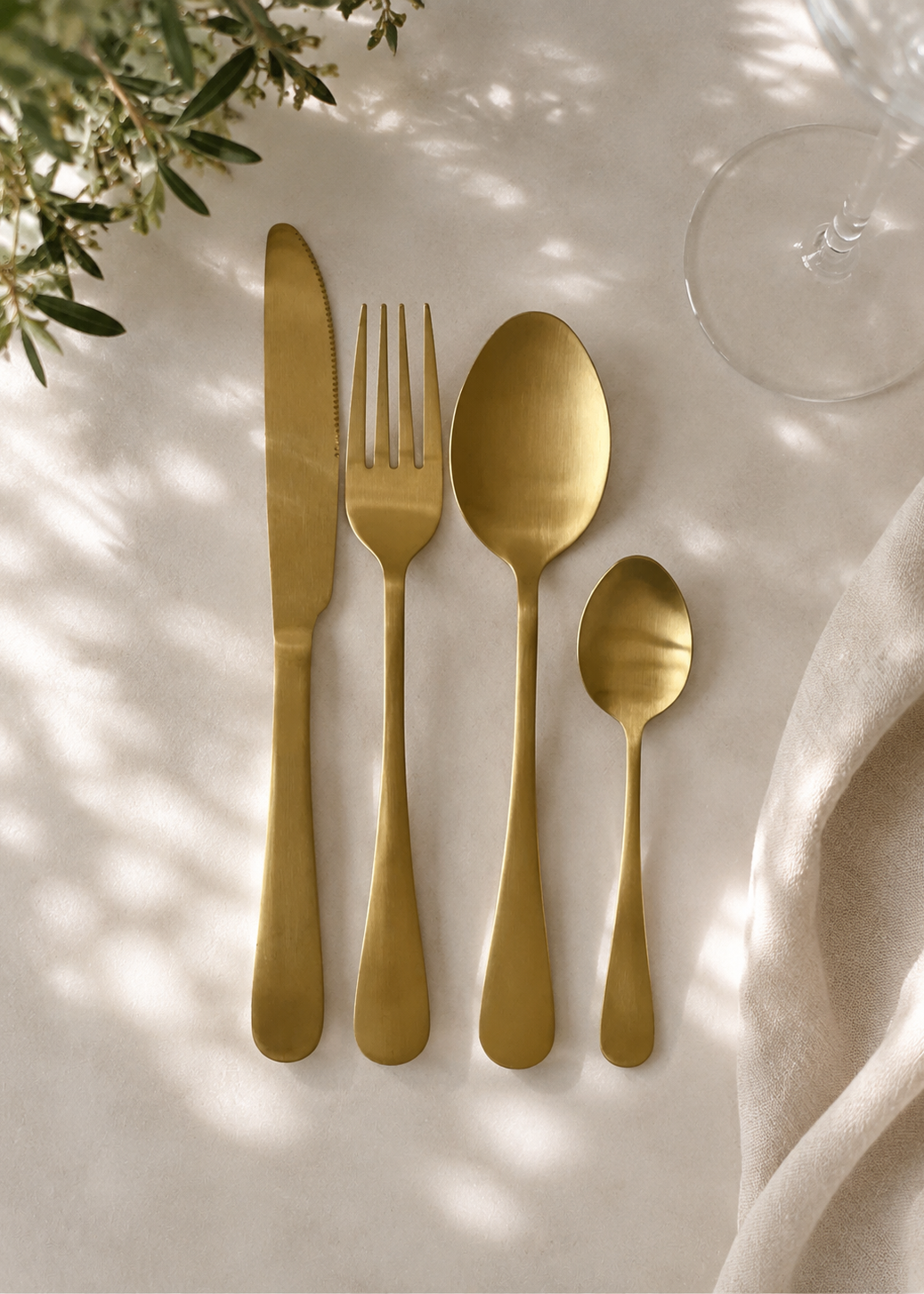 Matt Gold Cutlery Set - 24pcs