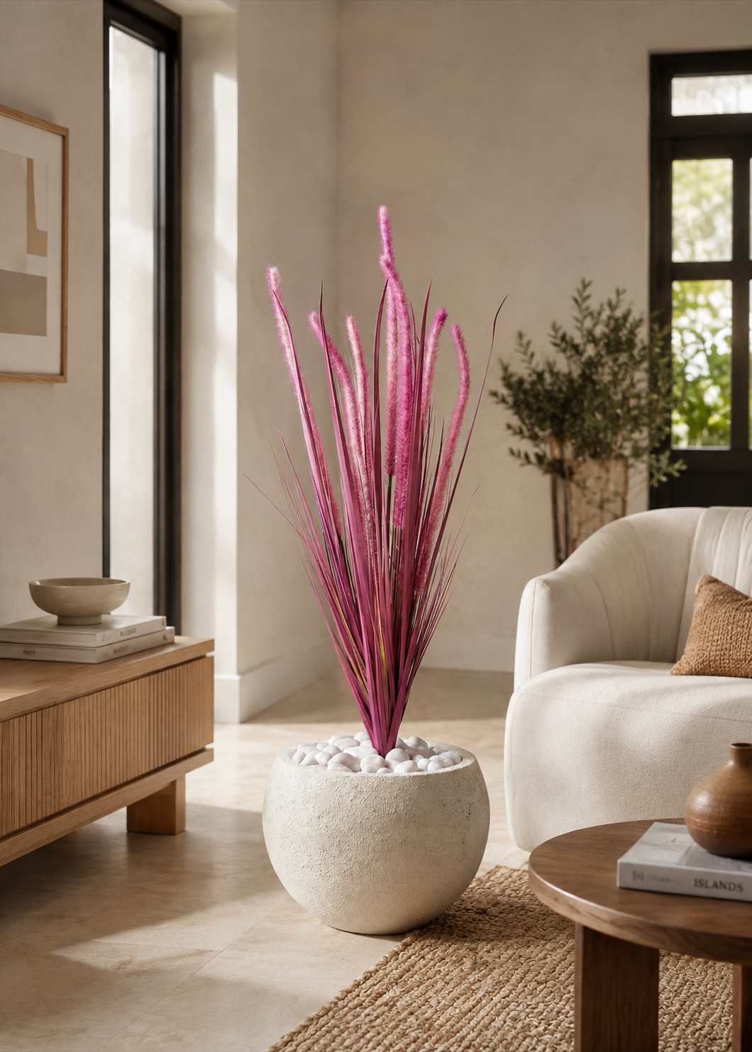 Artificial Purple Silk Grass Bunch - 3 Feet