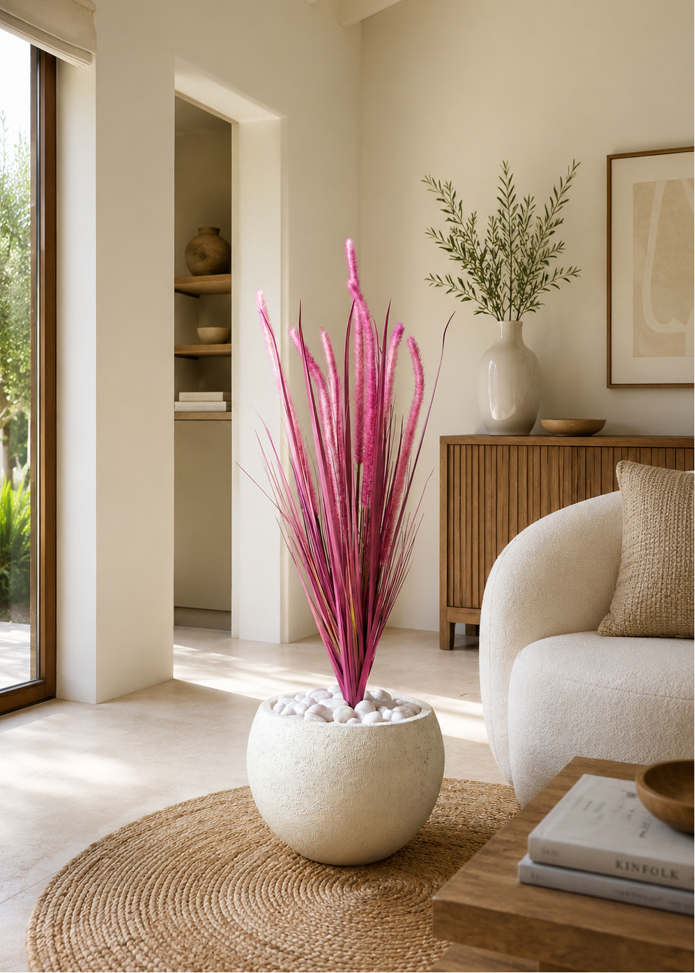 Artificial Purple Silk Grass Bunch - 3 Feet