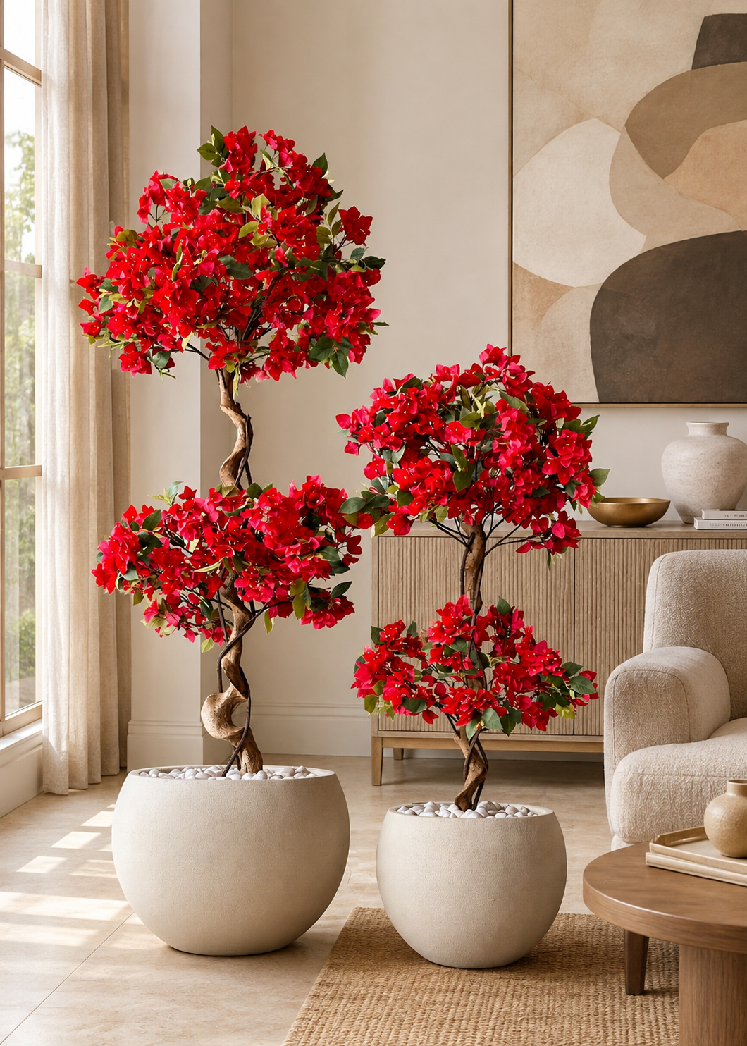 Artificial Scarlett Red Twisted Bougainvillea Plant - 4 Feet