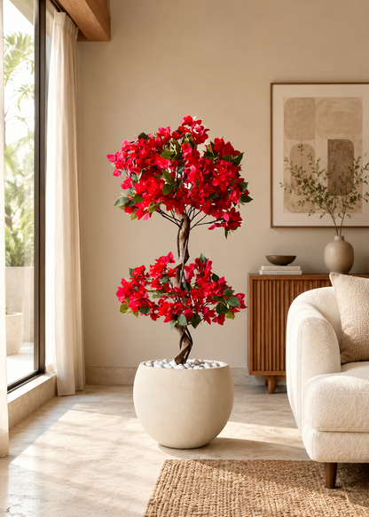 Artificial Scarlett Red Twisted Bougainvillea Plant - 4 Feet