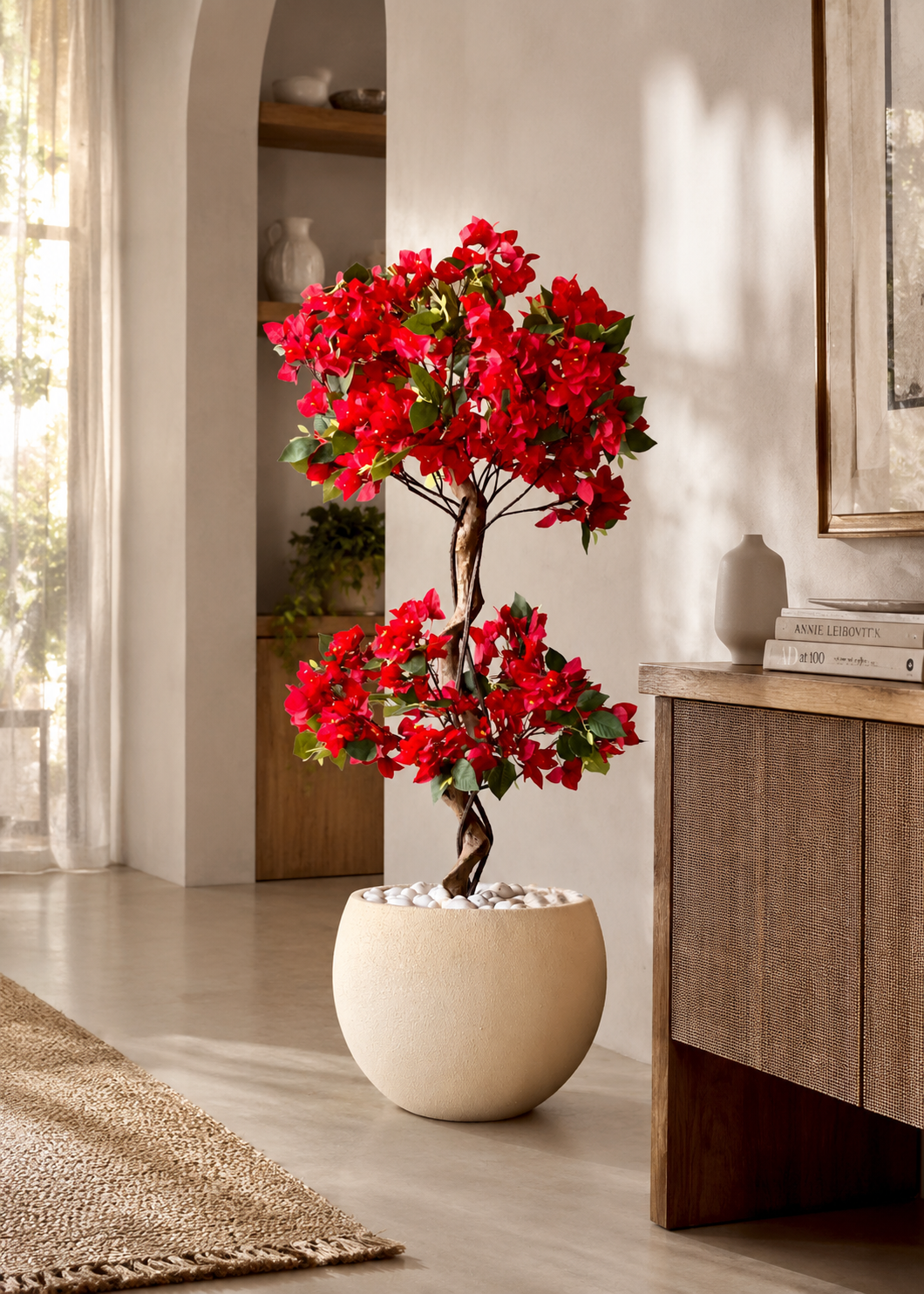 Artificial Scarlett Red Twisted Bougainvillea Plant - 4 Feet