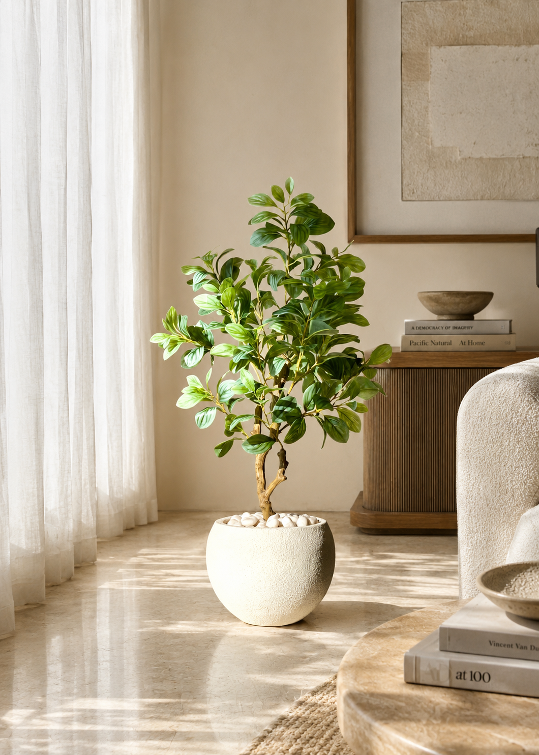 Artificial Variegated Schefflera Plant - 2.8 Feet