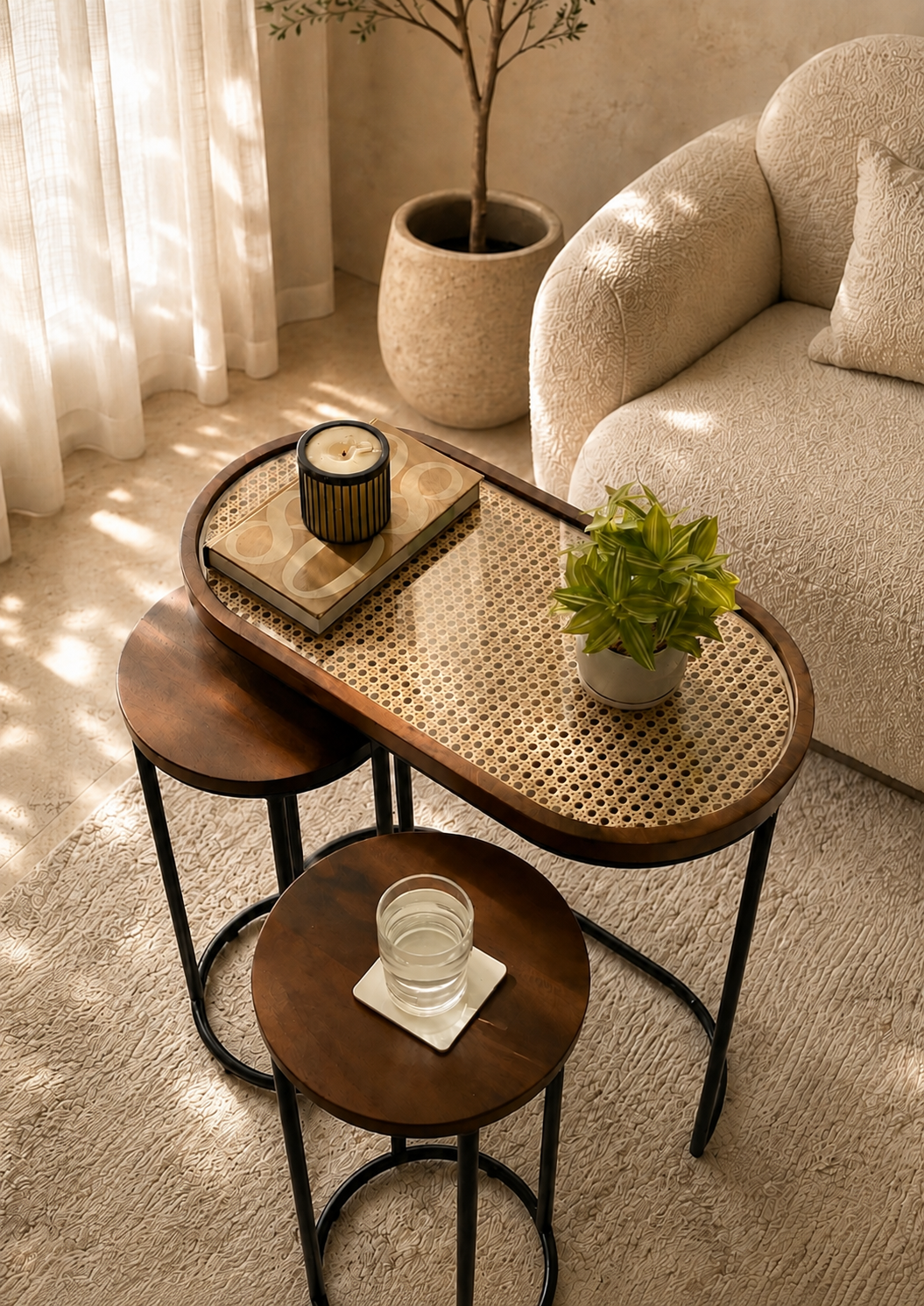 Kovo Rattan Table - Set of 3 Side Tables