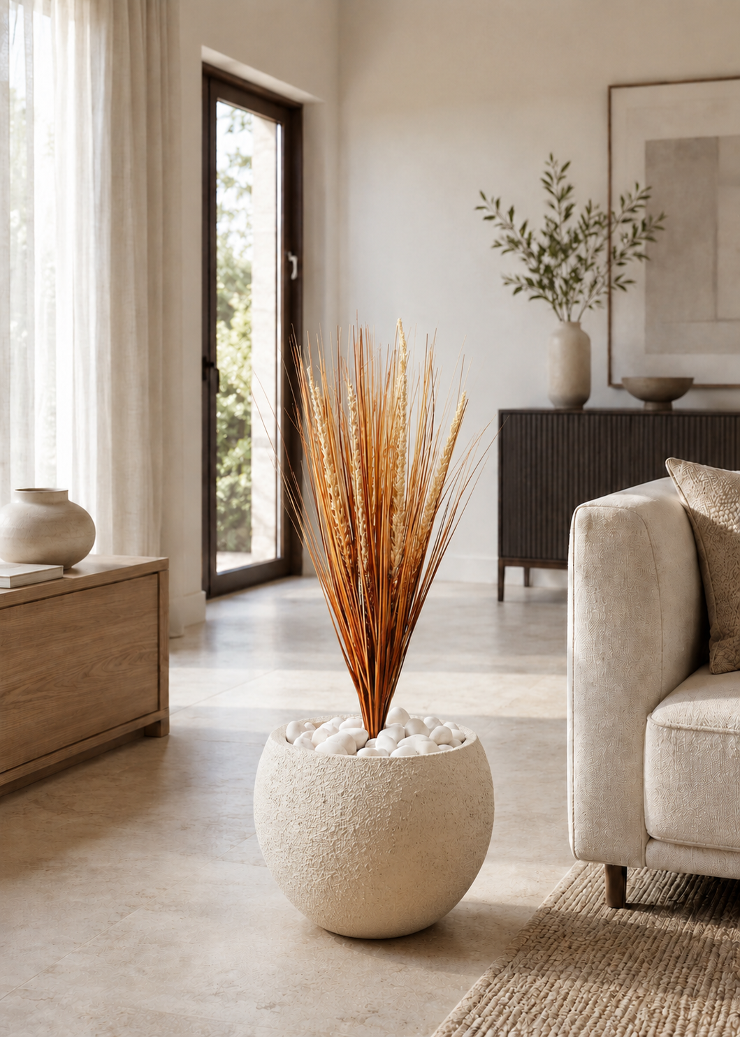 Artificial Amber Pennisetum Pampas Bunch - 2 Feet