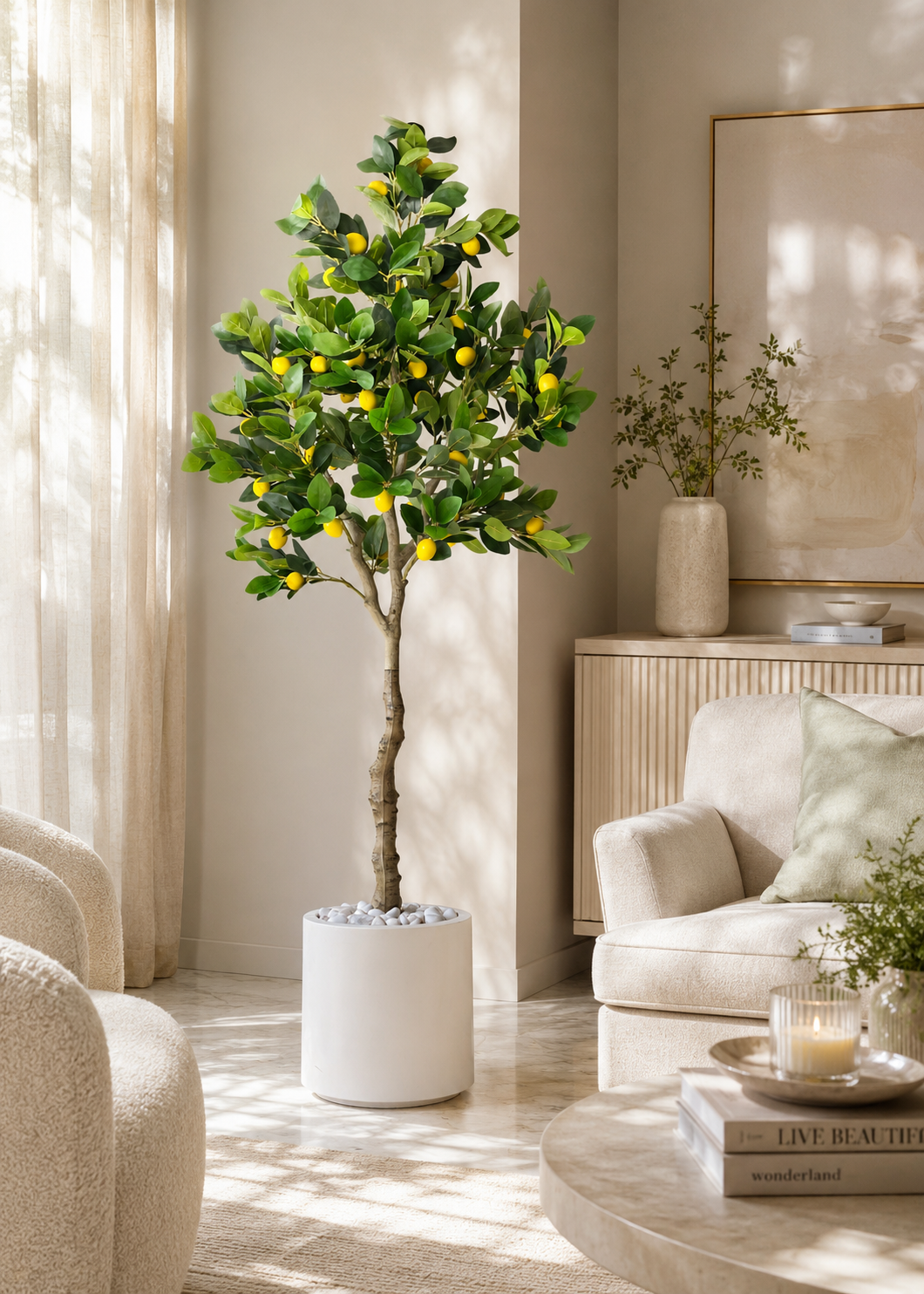 Artificial Tropical Lemon Plant - 6.5 Feet