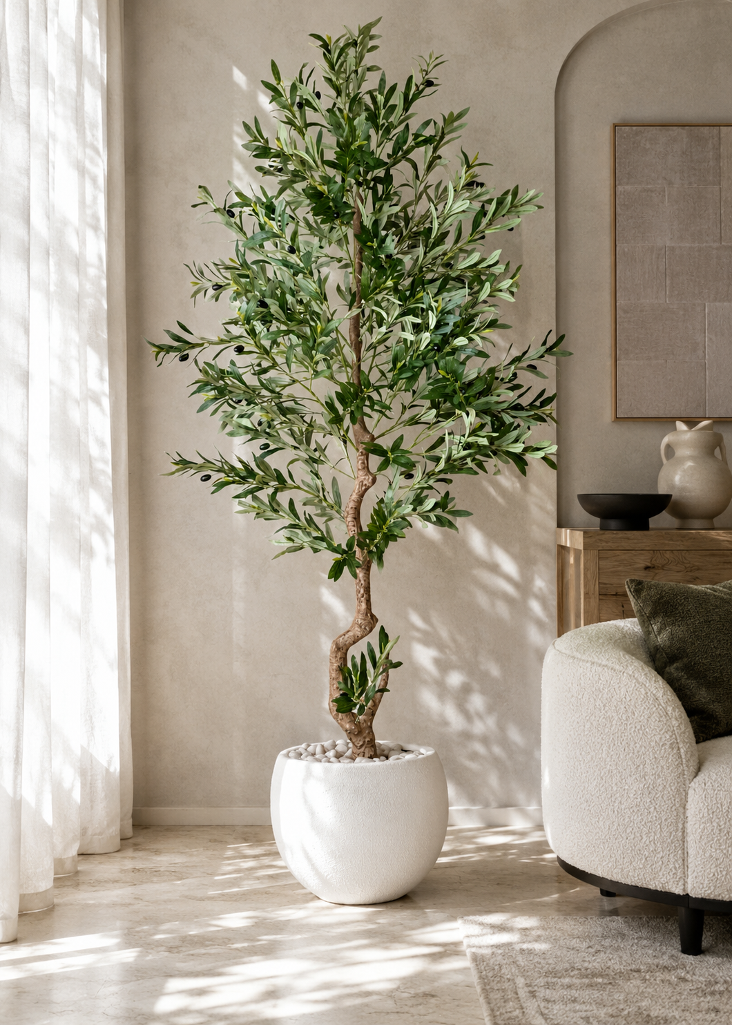 Artificial Evergreen Olive Plant - 6.5 Feet