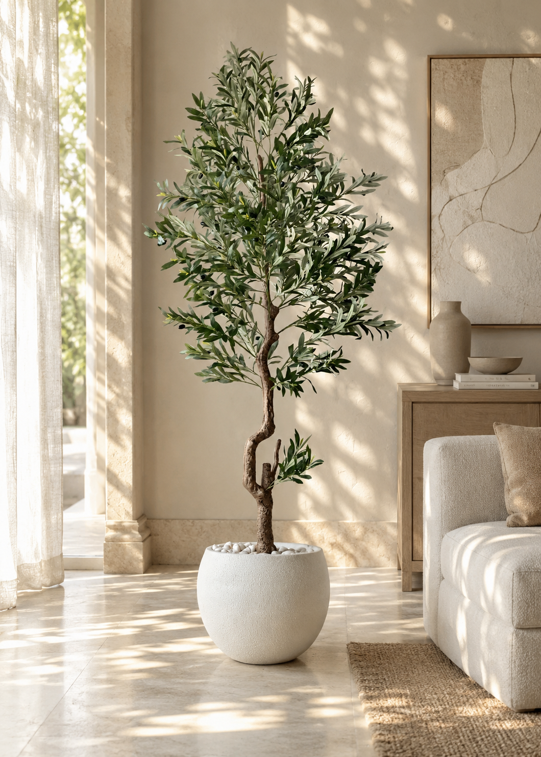 Artificial Evergreen Olive Plant - 6.5 Feet