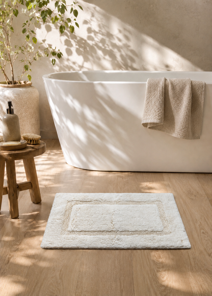 Mellow Anti Slip - Tufted - Cotton  Bath Mat - Ivory - 60 x 40 cm