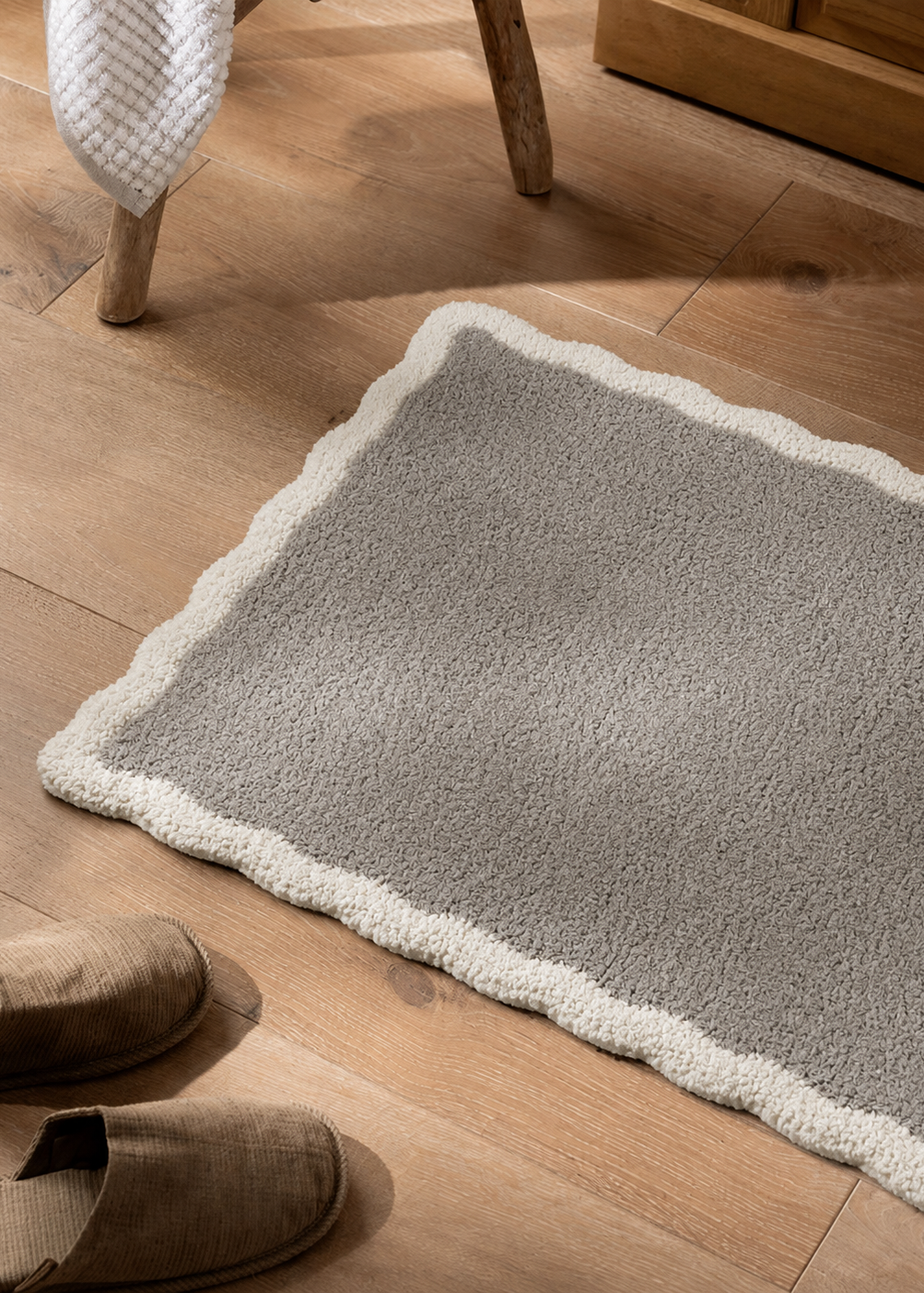 Scallia Anti Slip - Tufted - Cotton Bath Mat - Grey - 60 x 40 cm
