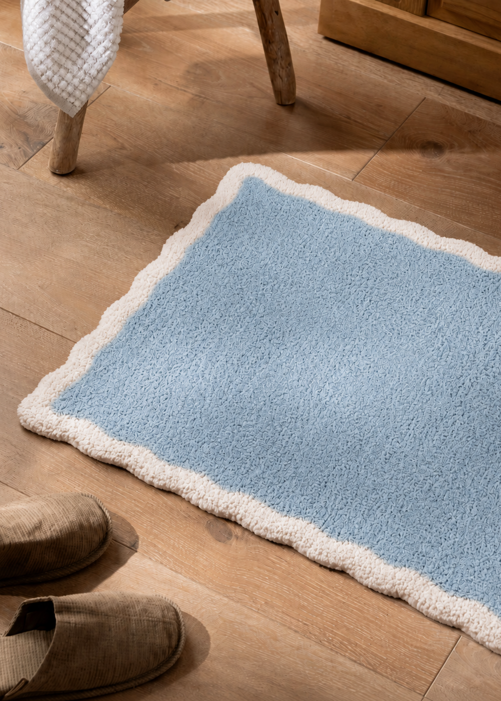 Scallia Anti Slip - Tufted - Cotton Bath Mat - Blue - 60 x 40 cm