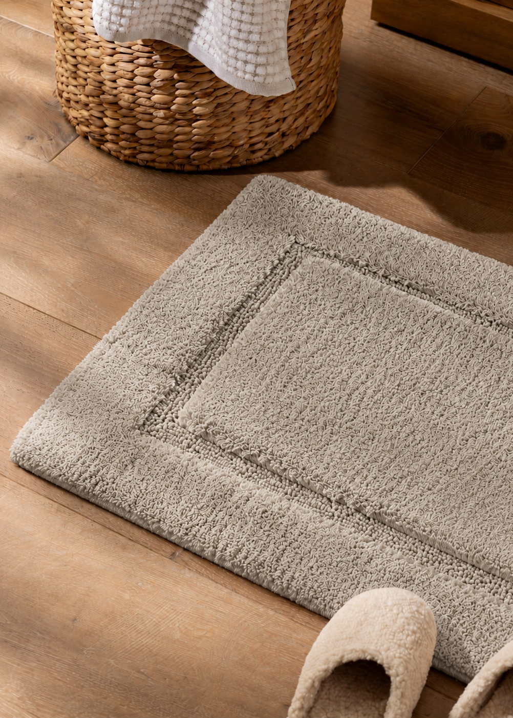 Mellow Anti Slip - Tufted - Cotton Bath Mat - Beige - 60 x 40 cm