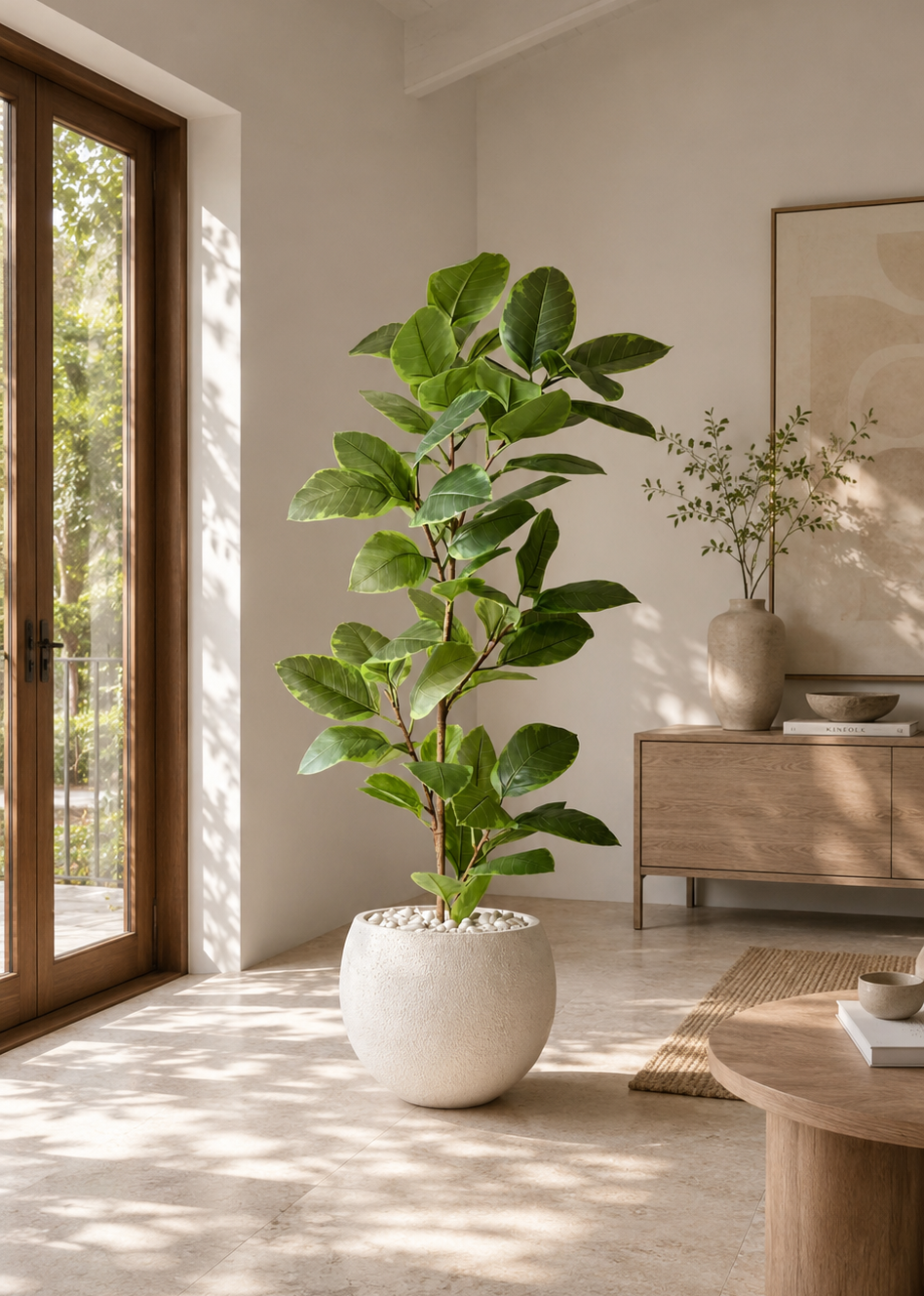 Artificial Leafy Rubber Plant - 5.5 Feet