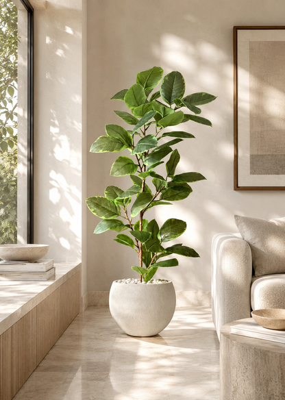 Artificial Leafy Rubber Plant - 5.5 Feet