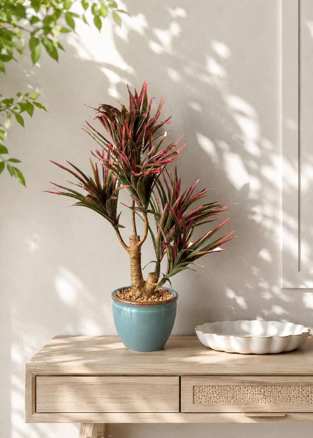 Artificial Red Dracaena Cane Plant - 2 Feet