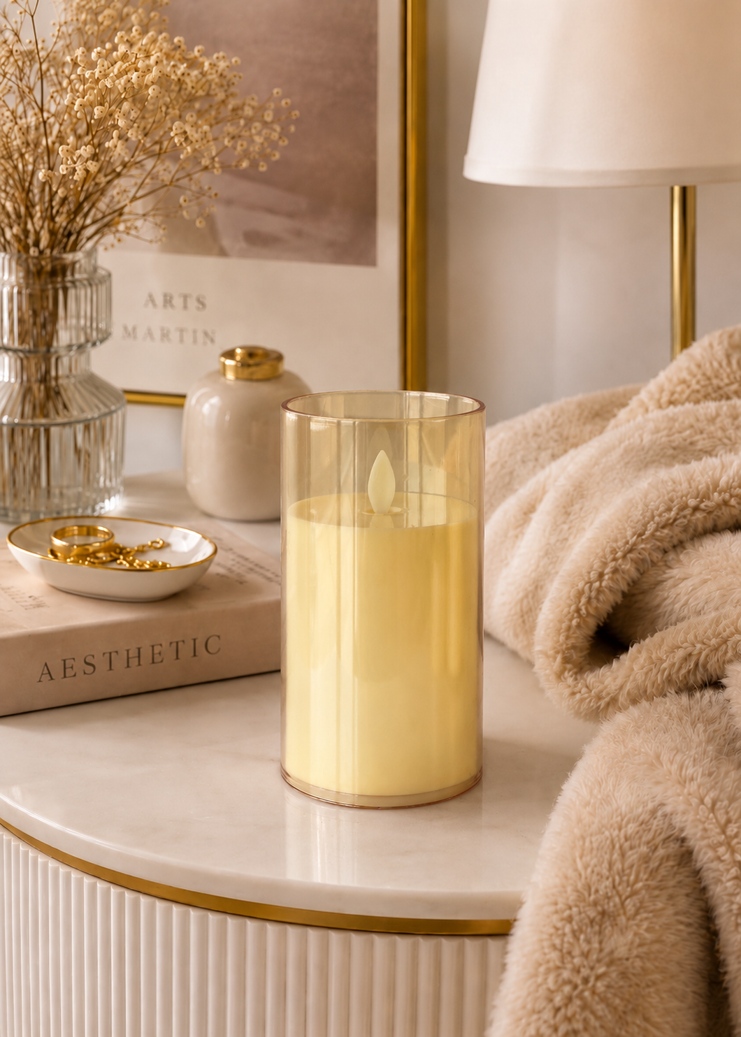LED Glass Candle -Large
