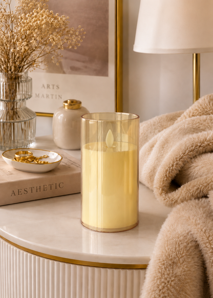 LED Glass Candle -Large